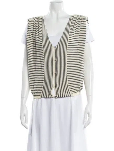 Pre-owned Ba&sh Striped V-neck Top In Neutral