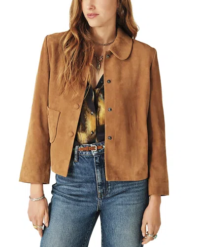 Ba&sh Ba & Sh Suede Collared Jacket In Camel Suede