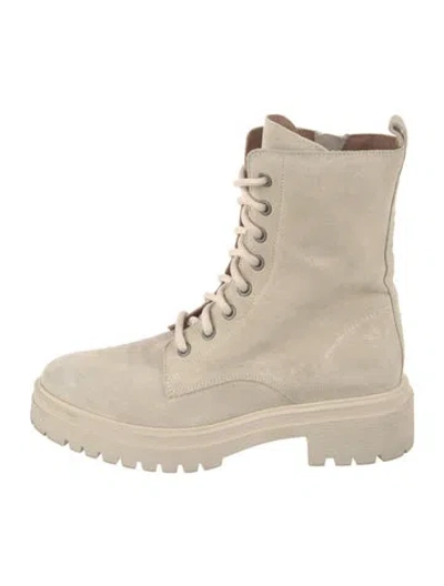 Pre-owned Ba&sh Suede Combat Boots In Neutral