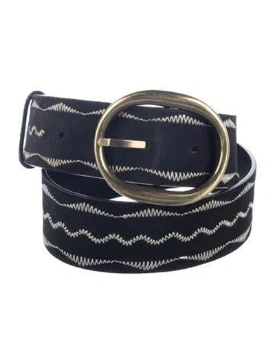 Pre-owned Ba&sh Suede Embroidered Accent Belt In Black