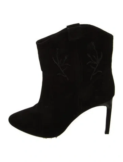 Pre-owned Ba&sh Suede Embroidered Accent Western Boots In Black
