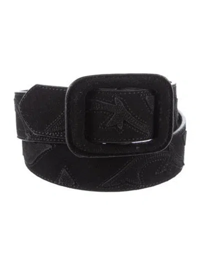 Pre-owned Ba&sh Suede Leather Trim Embellishment Belt In Black