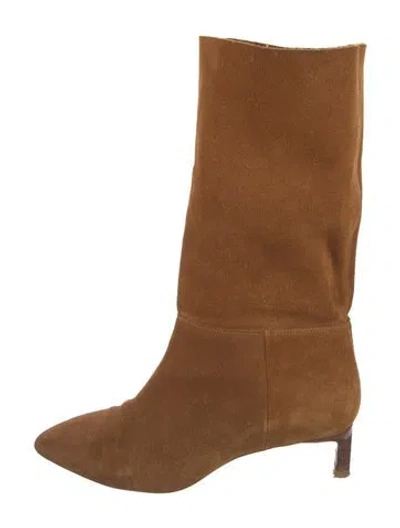 Pre-owned Ba&sh Suede Slouch Boots In Brown