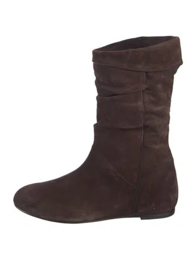 Pre-owned Ba&sh Suede Slouch Boots In Brown