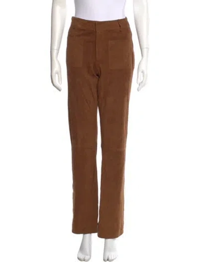 Pre-owned Ba&sh Suede Straight Leg Pants In Brown