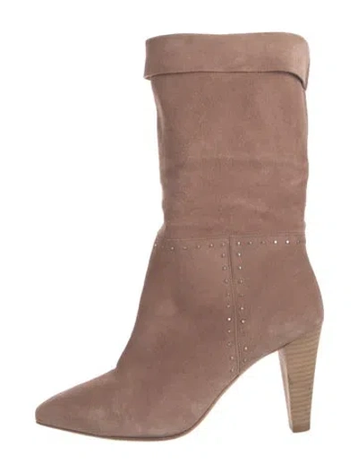 Pre-owned Ba&sh Suede Studded Accents Boots In Pink