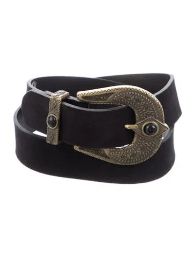 Pre-owned Ba&sh Suede Waist Belt In Black