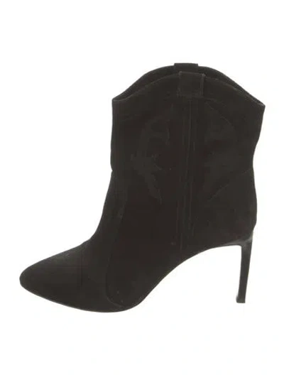Pre-owned Ba&sh Suede Western Boots In Black