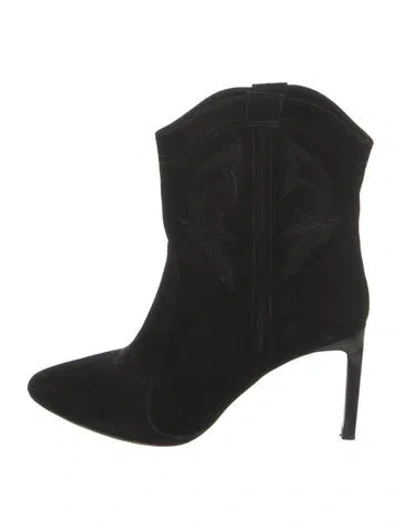 Pre-owned Ba&sh Suede Western Boots In Black