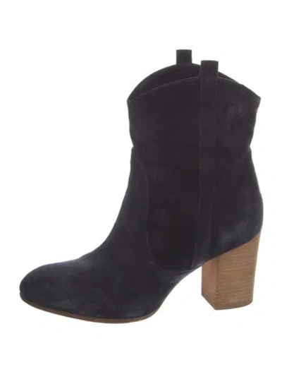 Pre-owned Ba&sh Suede Western Boots In Blue