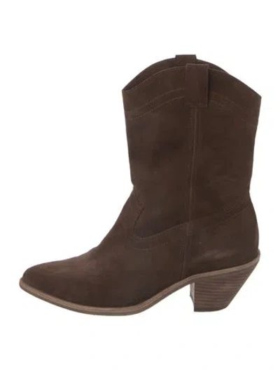 Pre-owned Ba&sh Suede Western Boots In Brown