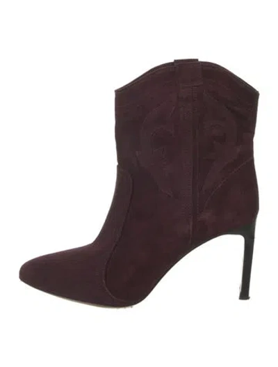 Pre-owned Ba&sh Suede Western Boots In Burgundy