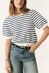Ba&sh Tamar Striped Cropped Sweatshirt In Cream/navy In Multi
