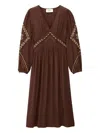 Ba&sh Tany Embroidered Dress In Brown