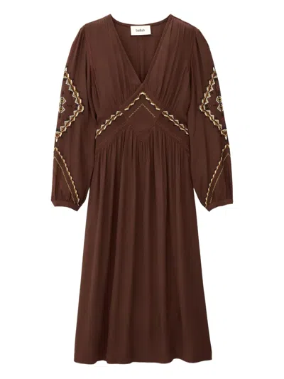 Ba&sh Tany Embroidered Dress In Brown