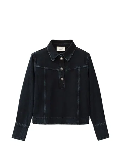 Ba&sh Tavy Buttoned-colar Polo Top In Blue