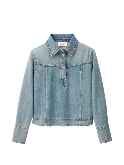 Ba&sh Tavy Buttoned Polo Top In Blue