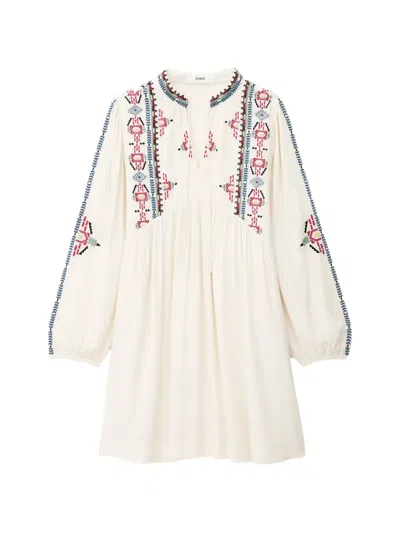 Ba&sh Telma Embroidered V-neck Dress In White