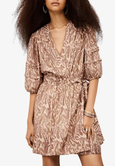 Ba&sh Teodora Paisley Print Mini Dress In Beige