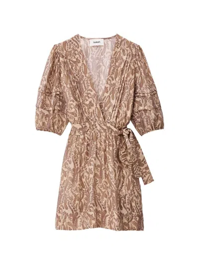 Ba&sh Teodora Ruffled Paisley-print Mini Dress In Brown