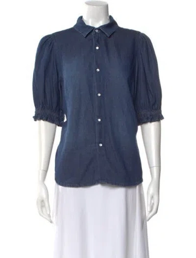 Pre-owned Ba&sh Three-quarter Sleeve Blouse In Blue