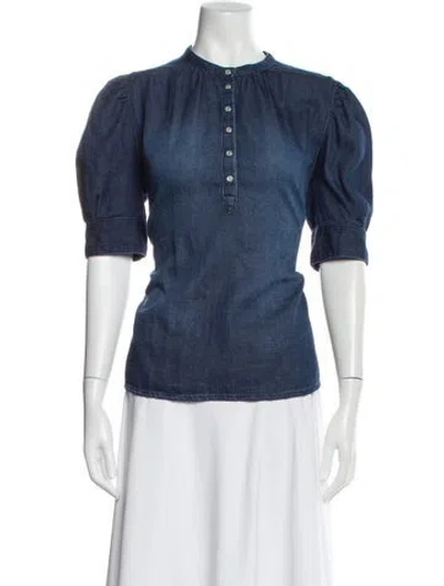 Pre-owned Ba&sh Three-quarter Sleeve Blouse In Blue