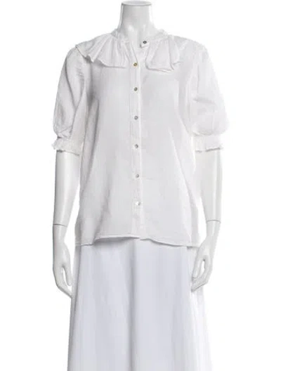 Pre-owned Ba&sh Three-quarter Sleeve Blouse In White
