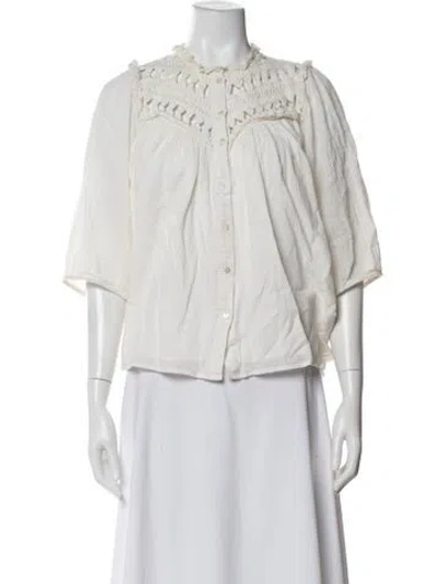 Pre-owned Ba&sh Three-quarter Sleeve Blouse In White