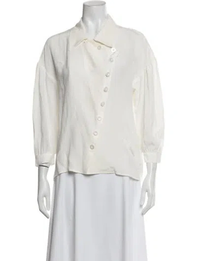 Pre-owned Ba&sh Three-quarter Sleeve Blouse In White