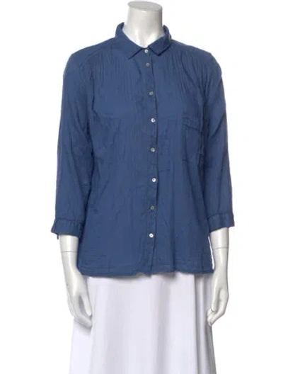 Pre-owned Ba&sh Three-quarter Sleeve Button-up Top In Blue