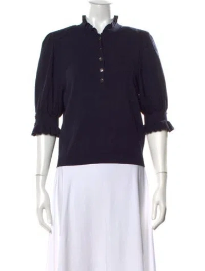 Pre-owned Ba&sh Three-quarter Sleeve Top In Blue