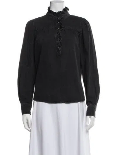 Pre-owned Ba&sh Tie Neck Long Sleeve Blouse In Blue