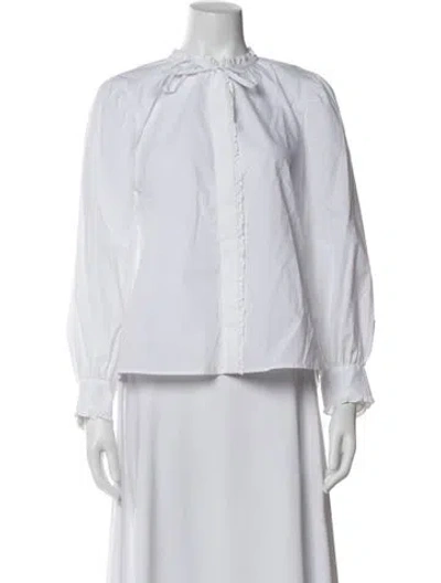 Pre-owned Ba&sh Tie Neck Long Sleeve Blouse In White