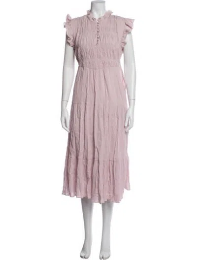 Pre-owned Ba&sh Tie Neck Midi Length Dress In Purple