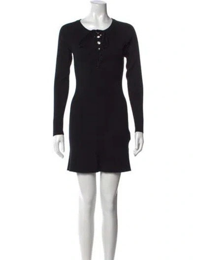 Pre-owned Ba&sh Tie Neck Mini Dress In Black