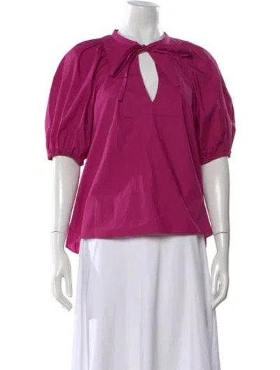 Pre-owned Ba&sh Tie Neck Short Sleeve Blouse In Pink