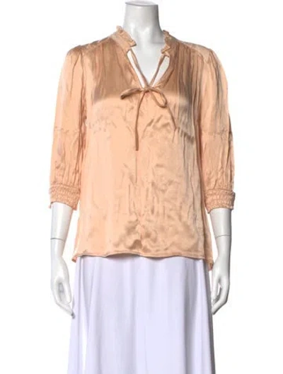 Pre-owned Ba&sh Tie Neck Three-quarter Sleeve Blouse In Pink