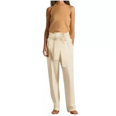 Ba&sh Tied Waist Pleated Front Tiago Pants In Off White In Brown