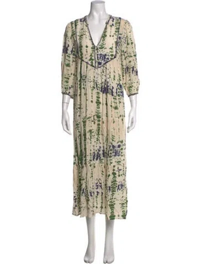 Pre-owned Ba&sh Tie-dye Print Long Dress In Green