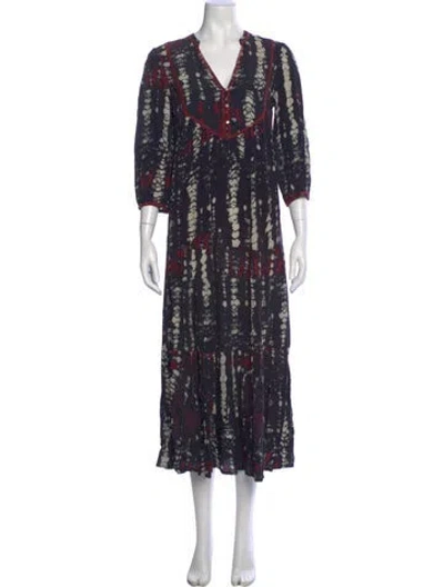 Pre-owned Ba&sh Tie-dye Print Long Dress In Multi