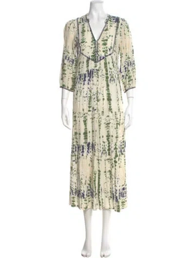 Pre-owned Ba&sh Tie-dye Print Long Dress In Neutral