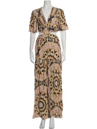 Pre-owned Ba&sh Tie-dye Print Long Dress W/ Tags In Green