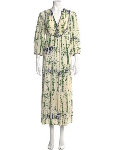 Pre-owned Ba&sh Tie-dye Print Long Dress W/ Tags In Neutrals