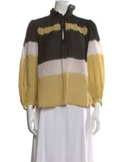 Pre-owned Ba&sh Tie-dye Print Long Sleeve Blouse In Neutral