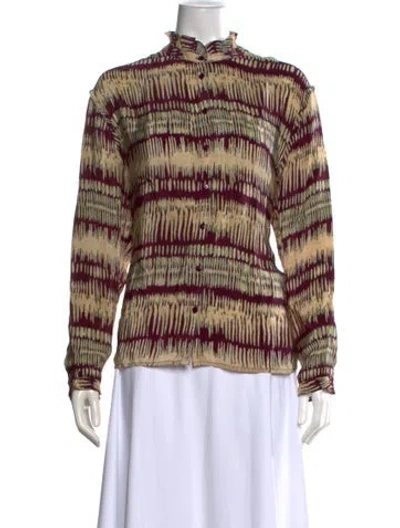 Pre-owned Ba&sh Tie-dye Print Long Sleeve Blouse In Neutrals/purple