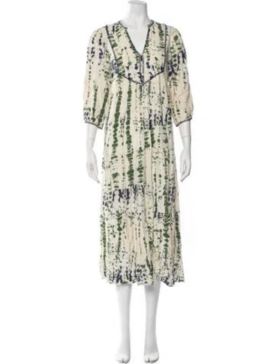 Pre-owned Ba&sh Tie-dye Print Midi Length Dress In Green