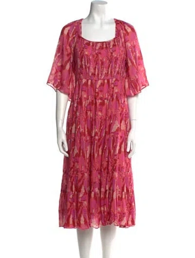 Pre-owned Ba&sh Tie-dye Print Midi Length Dress In Pink