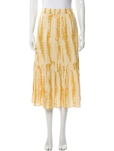 Pre-owned Ba&sh Tie-dye Print Midi Length Skirt In Yellow