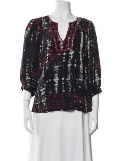 Pre-owned Ba&sh Tie-dye Print V-neck Blouse In Multi