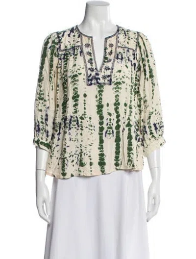 Pre-owned Ba&sh Tie-dye Print V-neck Blouse In Neutral